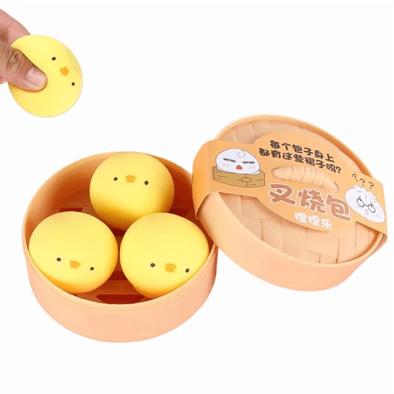 chaungfeng Mini Pig Dumpling Fidget Toys (3 Pack) Sensory Stress Toys for Adults, Dough Ball Party Favors, Stress Relief Gifts, Easter Basket Stuffer