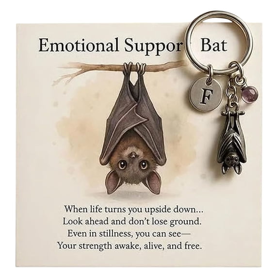 chaungfeng Motional Support Bat Inspirational Keychain, Metal Bat Keyring, Encouragement Keyring Gifts for Women & Men (Without Gift Box)