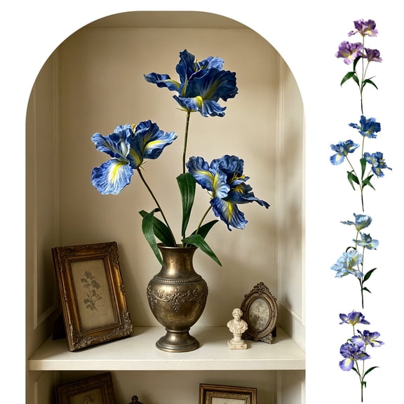 chaungfeng Navy Iris Artificial Flower, Silk Iris Flowers with Stems 35" Long Stem Purple Flowers Artificial for Decorations, Wedding Centerpieces, Home Decor Indoor