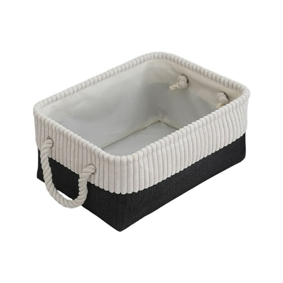 chaungfeng Organization and Storage Basket for Shelves - 14.2x10.2x6.3 inch 1 Pack Fabric Storage Cubes, Collapsible Storage Bins for Closet Organizer Gift Cloth Toy (White & Black)