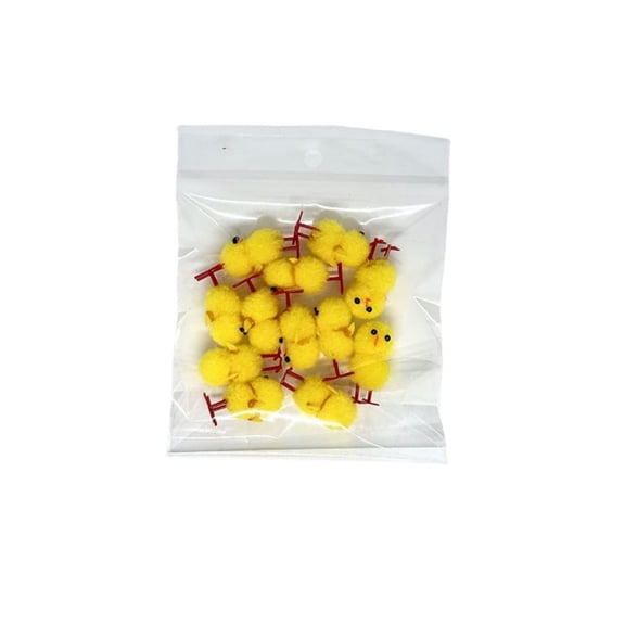 chaungfeng Pack of 12pcs, Mini Easter Chicks, Fluffy Chenille Little Tiny Chicks, Easter Bonnet Decorations Party Cake Decorations (Yellow)