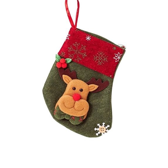 chaungfeng Personalized Christmas Stocking, 7.6" Small Christmas Stockings with Santa,Snowman,Reindeer,Dog, Festive Stockings for Mantel Decor, Candy Gift Bags for Holiday Season Decor