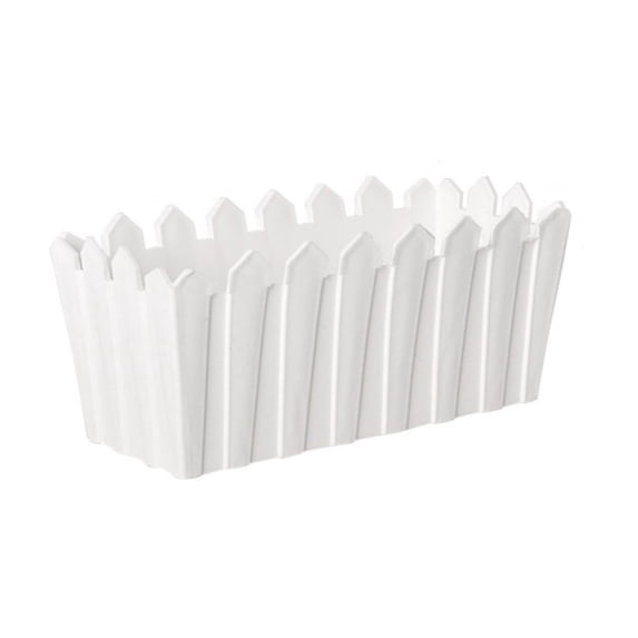 chaungfeng Picket Fence Panels, Flower Pot Window Box Planter Garden Planter with Fence Design for Artificial Flower Plants Picket Fence (White C-S)