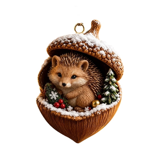 chaungfeng Pine Cone Animal Ornament, Woodland Acorn Forest Animal for Christmas Tree Decoration, 2D Acrylic Animals Decor for Holiday Keepsake Gifts