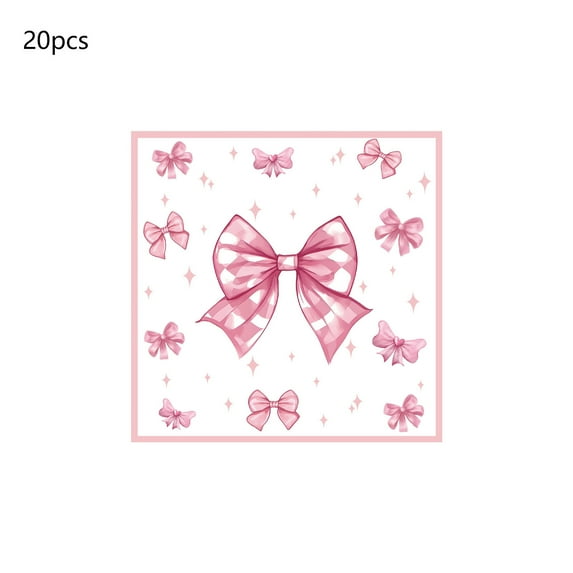 chaungfeng Pink Bow Party Supplies Disposable Party Decorations, 20pc Napkins for Bridal Shower Birthday Wedding Valentine's Day