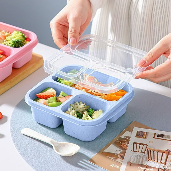 chaungfeng Plastic Bento Box, Snack Containers with Lid and 3 Compartments for Meal Prep Travel Work, Lunchable Container Reusable and BPA-Free,Microwave and Dishwasher Safety