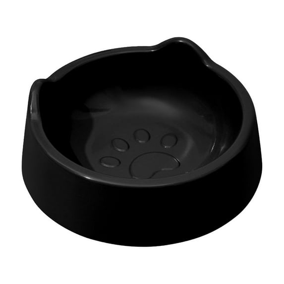 chaungfeng Plastic Cat Bowls with Paw Pattern, Dog Food Dish for Large Dogs, Water Bowl for Cats to Protects the Neck, for Small Dog, Fat Faced Cat, Kitten (Black, 1 Pack)