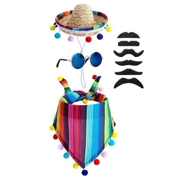 chaungfeng Porch Goose Outfits, 23 Inch Lawn Goose Statue Clothes Costume, Garden Goose Clothes Mexican Sombrero with Bandana Scarf Beard Glasses for Patio Yard Decoration