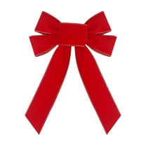 chaungfeng Red Velvet Gold Edge Bow - Farmhouse Country, Birthday, Thanksgiving, Christmas Wreath Bow, for Home Fence Stairs Railing Fireplace Indoor Outdoor Front Door Decor (7.9"x11.8")