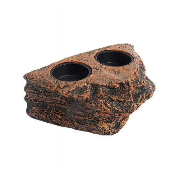 chaungfeng Reptile Magnetic Feeder Ledge, Reptile Food and Water Dish with Bowl Feeding Cups for Lizards, Crested Gecko, Lizard and Chameleons Pets(Dual Feeder)