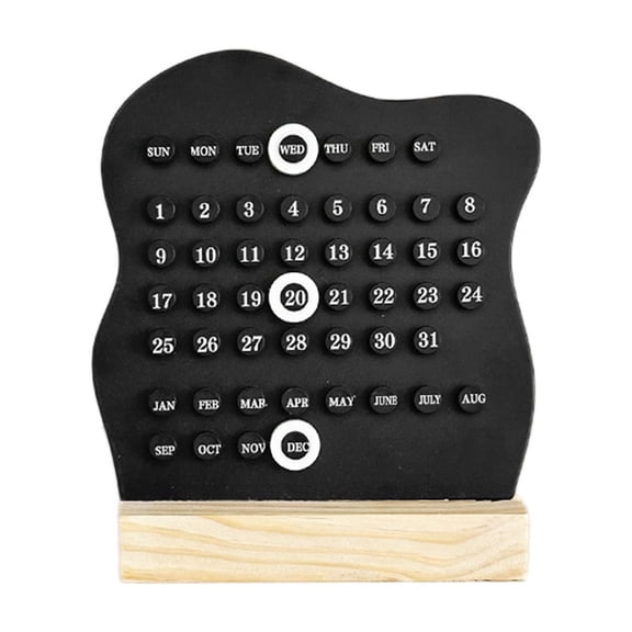 chaungfeng Retro Desktop Calendar, Wooden Calendar Stand, Planner Calendar, Date Planner Calendar, Month Week Date Display for Desk Office Home Room Decoration (Black)