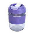 thumbnail image 1 of chaungfeng Reusable Double Drinking Cup Travel Mug with Lid Non-slip Sleeve, Cute Portable Straw Cup for Hot or Cold Drink, Dishwasher and Microwave Safe (Purple, 400ML), 1 of 6