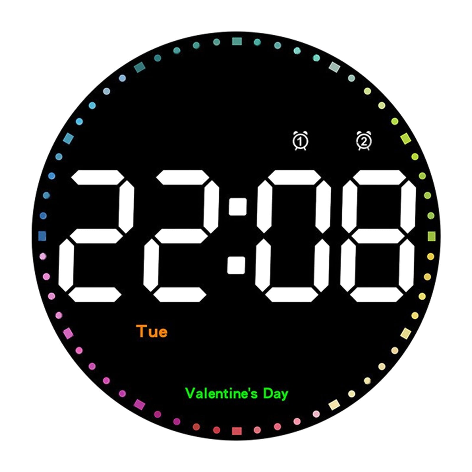 chaungfeng Round Multi-function Digital Wall Clock, 10" Digital Clock Large Display with Remote Control, Calendar, Temperature, 12/24 H, for Living Room Office Bedroom Elderly Adults