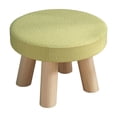 thumbnail image 1 of chaungfeng Round Padded Ottoman, 10.63incy 4 Legs-Simple Linen Foot Rest Stool (Yellow), 1 of 6