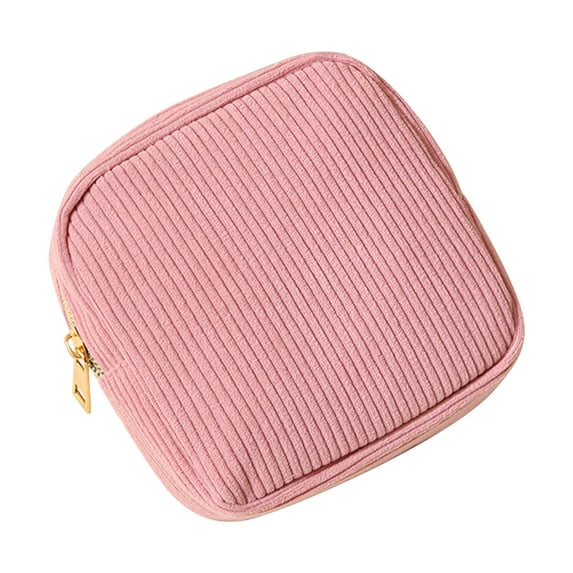 chaungfeng Sanitary Napkin Storage Bag, Corduroy Period Bag for Women, Cute Portable Period Pouch with Zipper, Tampons Holder, Purse, Small Item Storage Bag (5.1x5.1x1.9 in)