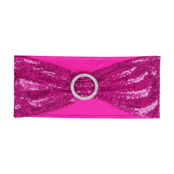 chaungfeng Sequin Bow Chair Sashes, Ties Bow Stretch Floating Decorative Tape for Party Hotel Wedding Banquets Decoration, Chair Cover Not Included, Purple