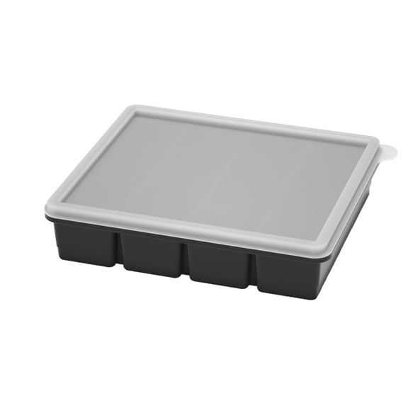 chaungfeng Silicone Freezer Tray for Sauce Cube: Silicone Freezing Tray for Broth Soup Storage - Ice Making Box Freeze Large Ice with Lid (Black)