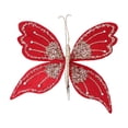 thumbnail image 1 of chaungfeng Simulation Butterflies Decoration, Glitter Flannel Christmas Butterflies Flowers Fake Sequin Clip for Home Outdoors Garden Porch Window Vase Wedding Decor, 10.6"x7.9" (Red), 1 of 6