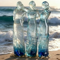 chaungfeng Sisters Friendship Figurine, Sea Glass Style Resin Sisters Sculpture, Celebrates Friendships Memorial Gift for Women, Birthday Present for Christmas Home Decor (Three Sisters)