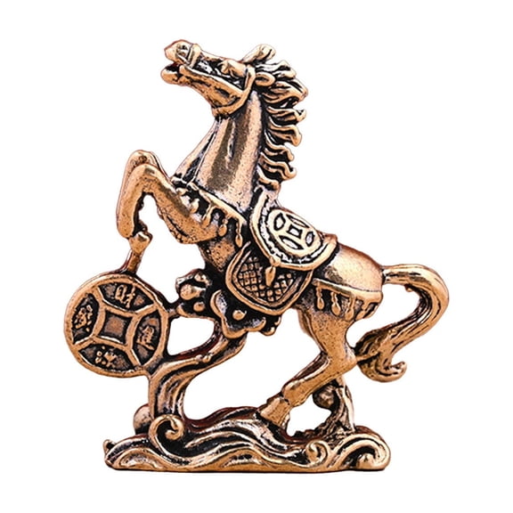 chaungfeng Small Brass Metal Statue Ornament - Animal Figurines Figurine House Desktop Decoration Bronze (Horse（1PC）)