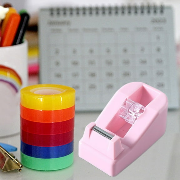 chaungfeng Small Tape Desk Dispenser, Cute Macaron Color Tape Cutter, Novelty Tapes Dispenser Holder for Home Office Stationary Packaging Wrapping Craft Supplies