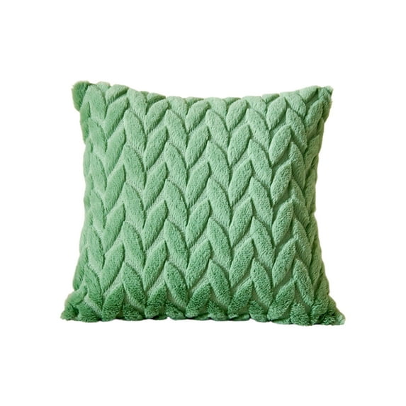 chaungfeng Soft Decorative Throw Pillow Covers 18 X 18 Inches, Plush Neutral Square Leaf Velvet Cushion Cases for Couch Sofa Bedroom Car Home Decor (Green)