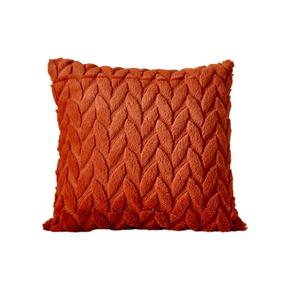 chaungfeng Soft Decorative Throw Pillow Covers 18 X 18 Inches, Plush Neutral Square Leaf Velvet Cushion Cases for Couch Sofa Bedroom Car Home Decor (Orange)