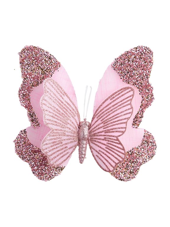 Sparkling Butterfly Clips, Christmas Floral Accessories, for Wedding Decor, Festival Scene, Tree Embellishment, 7.1"x6.7"