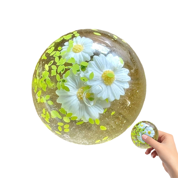chaungfeng Spring Daisy Round Stress Balls, Fidget Balls (1PCS) Sensory Squeeze Balls, Spring Party Favors, Stress Relief Gifts Easter Basket Stuffers - Spring Daisy