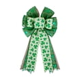 thumbnail image 1 of chaungfeng St. Patrick's Day Wreath Bow, Green Shamrock Irish Holiday Ribbon Bow for DIY Crafts, Tree, Party Decorations (11x20 inch), 1 of 6