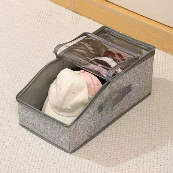 chaungfeng Stackable Baseball Cap Storage Box, 1 Closets Hat Storage Box Can Holds Up To 30 Cardboard Hats with Transparent Window, Hat Organizer for Men and Women