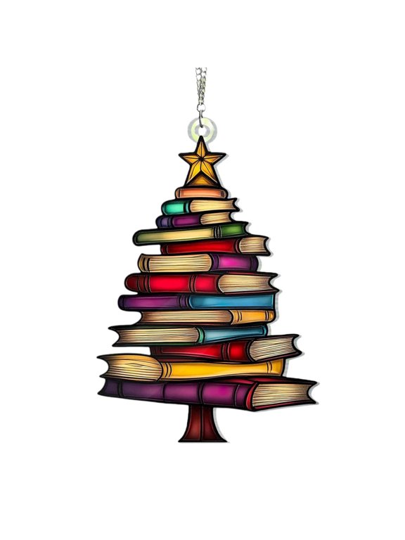 Stacked Book Keychain, Acrylic Christmas Pendant, for Bag Handbag, Gift Giving, Literary Theme Decor