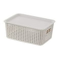 thumbnail image 1 of chaungfeng Storage Basket with Lid, Woven Organizer Bin, Plastic Multipurpose Container for Toys, Books, Shelves, Drawers, Home Office, 1 of 5