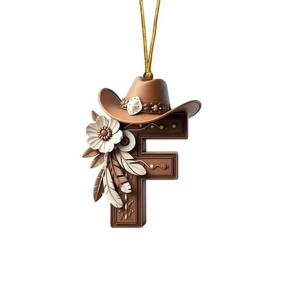 chaungfeng Strong Cowboy, 3.15" Personalized Cowboy Countryside Shape Acrylic Ornament, Customized Christmas 26 Letter Ornament for Cowboy Fans, Christmas Tree Hanging Gifts Holiday Decor