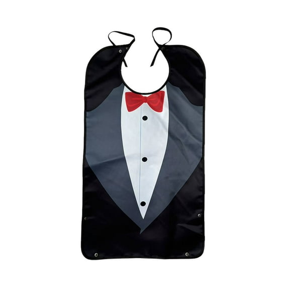 chaungfeng Suit-Style Dining Cloth, Double-Layer Waterproof Bibs for Men Eating Washable, Reusable Adult Clothing Protectors with Crumb Catcher