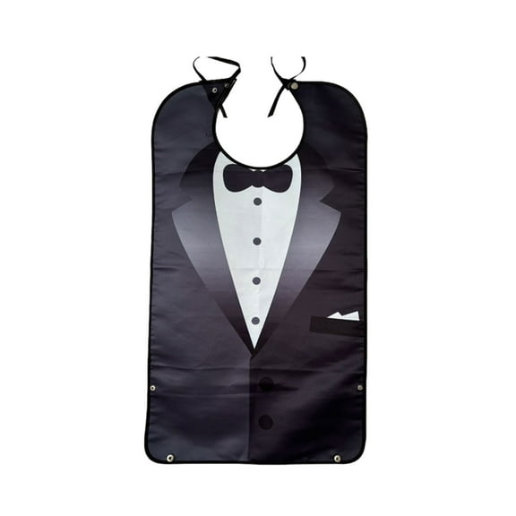 chaungfeng Suit-Style Dining Cloth, Double-Layer Waterproof Bibs for Men Eating Washable, Reusable Adult Clothing Protectors with Crumb Catcher
