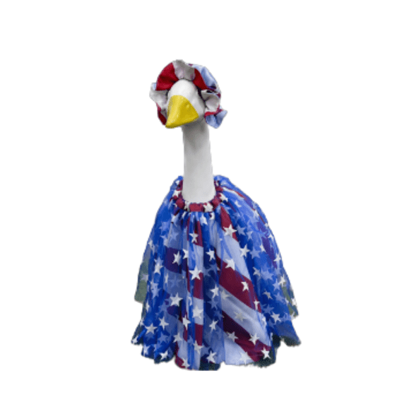 chaungfeng Suitable for 23-inch Porch Goose Big White Goose Decoration - Independence Day Red and White Stripes with Stars