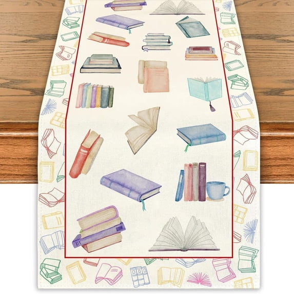 chaungfeng Table Runner Book for The Books Themed Birthday Party Decoration, Kitchen Dining Room Home Decor (13" x 72")