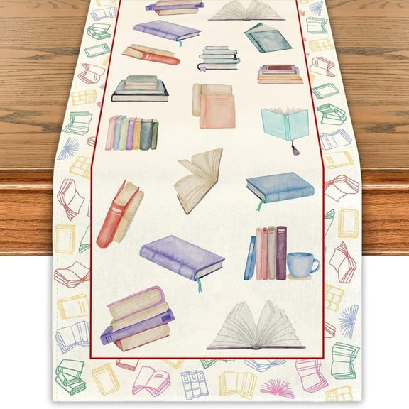 chaungfeng Table Runner Book for The Books Themed Birthday Party Decoration, Kitchen Dining Room Home Decor (13" x 72")