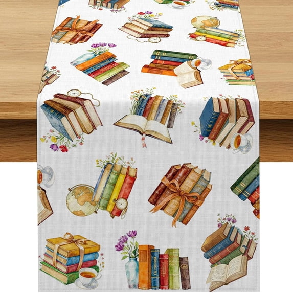 chaungfeng Table Runner Book for The Books Themed Birthday Party Decoration, Kitchen Dining Room Home Decor (13" x 72")