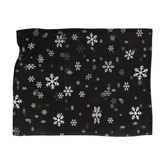 chaungfeng Throw Blanket | Holiday Christmas Black Fleece Blanket | Soft, Plush, Warm Winter Cabin Throw | for Sofa Use, Bed Covering, Camping Comfort, 39"x28" (White Snowflake)