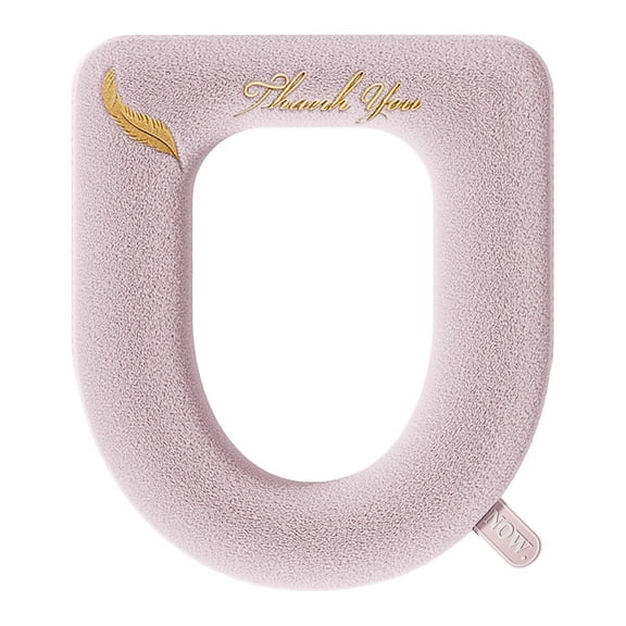 chaungfeng Toilet Seat Cover Pad, O Type Warmer Stretchable Thicker Knitted Toilet Seat Cushion for Fall and Winter, Plushs Washable Cloth 15"x17" (Pink)