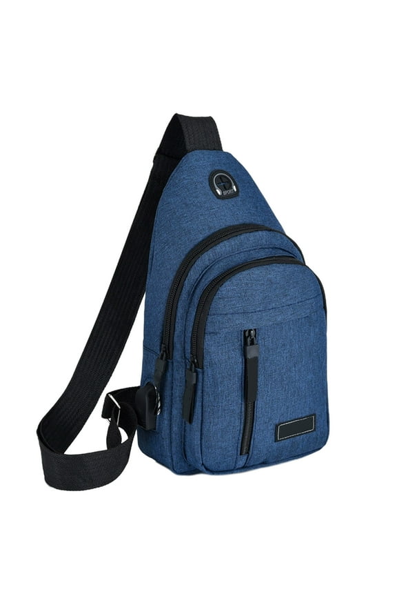 USB Charging Chest Bag, Men's Crossbody Waist Pack, Lightweight Travel Messenger Bag with Power Port, for Outdoors, Commuting