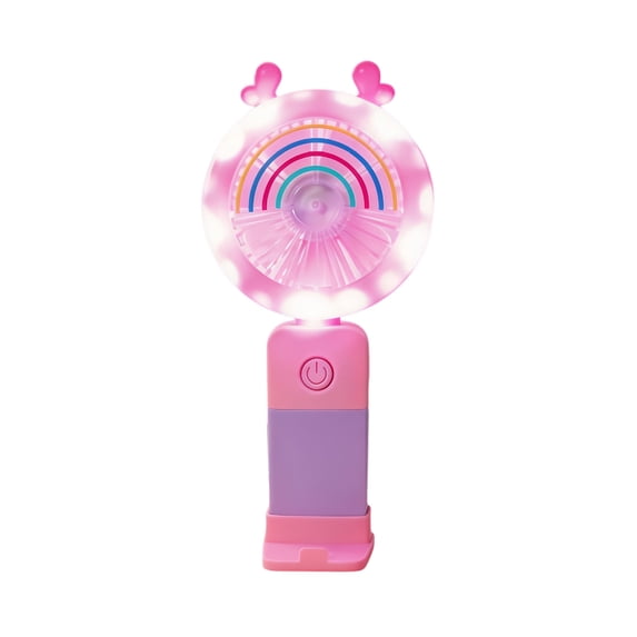 chaungfeng USB Rechargeable Handheld Fan, Portable Small Fan with LED Light for Camping, Dorm, Outdoor, Fishing, Pink