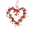 thumbnail image 1 of chaungfeng Valentine's Day Berry Wreath, 7.87inch Artificial Heart Shaped Berries Wreath with Ribbon Bow, for Wedding Anniversary Party Home Wall Window Festival Decoration (Red), 1 of 6