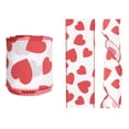 thumbnail image 1 of chaungfeng Valentine's Day Burlap Wired Edge Ribbon, 2.4 x 78.7 Inch Red Ribbon with Heart for Valentine's Day Gift Package Wrapping, Wedding Wreath Bows Craft Decoration (A), 1 of 5