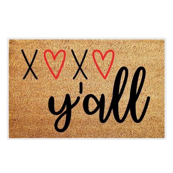 chaungfeng Valentine's Day Coir Doormat, Outdoor Indoor XOXO Love Hearts Welcome Door Mat, Valentine's Day Rug Front Door Mat for Porch Decor Gifts, 16 x 24 Inch