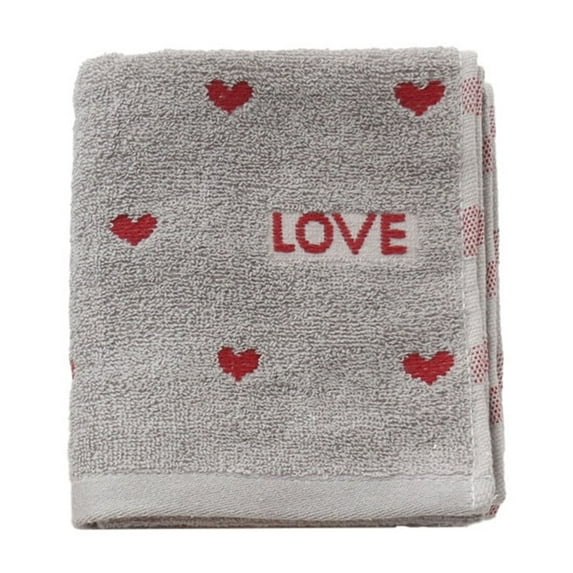 chaungfeng Valentine's Day Hand Towels, Red Heart Bathroom Towels Decorative Set for Drying, Cleaning, Kitchen, 13.39'' x 29.53''(Gray)