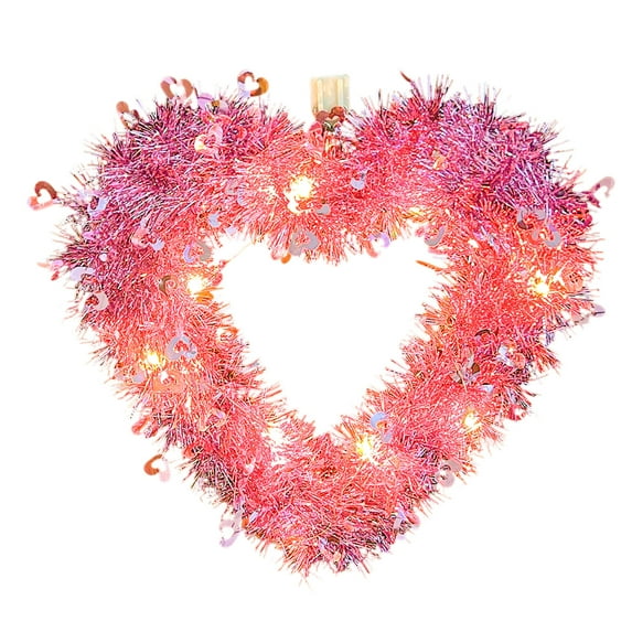 chaungfeng Valentines Day Heart Shape Garland, Front Door Hanging Wreath Decoration for Wedding Engagement Anniversary Party Supplies (D)