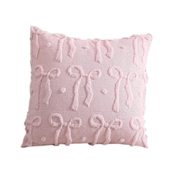chaungfeng Valentines Pillow Cover, Bow Soft Plush Jacquard Design, Vintage Romantic Gift Throw Pillow Cover 18x18 Inch for Bedroom Living Room Sofa Couch Car Bed Decor